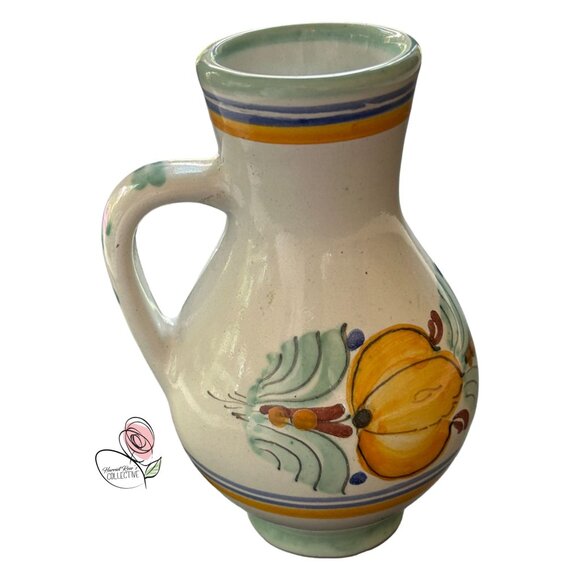 Hand-Painted Ceramic Pitcher Jug With Floral Design - Picture 6 of 7